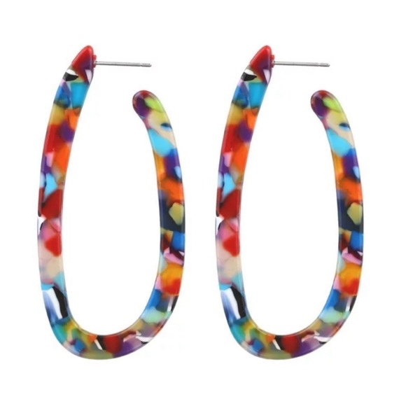 ✨3for$38 New Anthro Skinny Confetti Multicolor Hoop Earrings - Picture 9 of 12